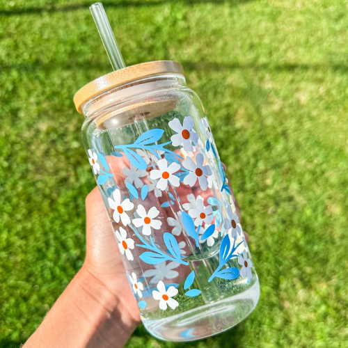Summer Daisies Glass Cup