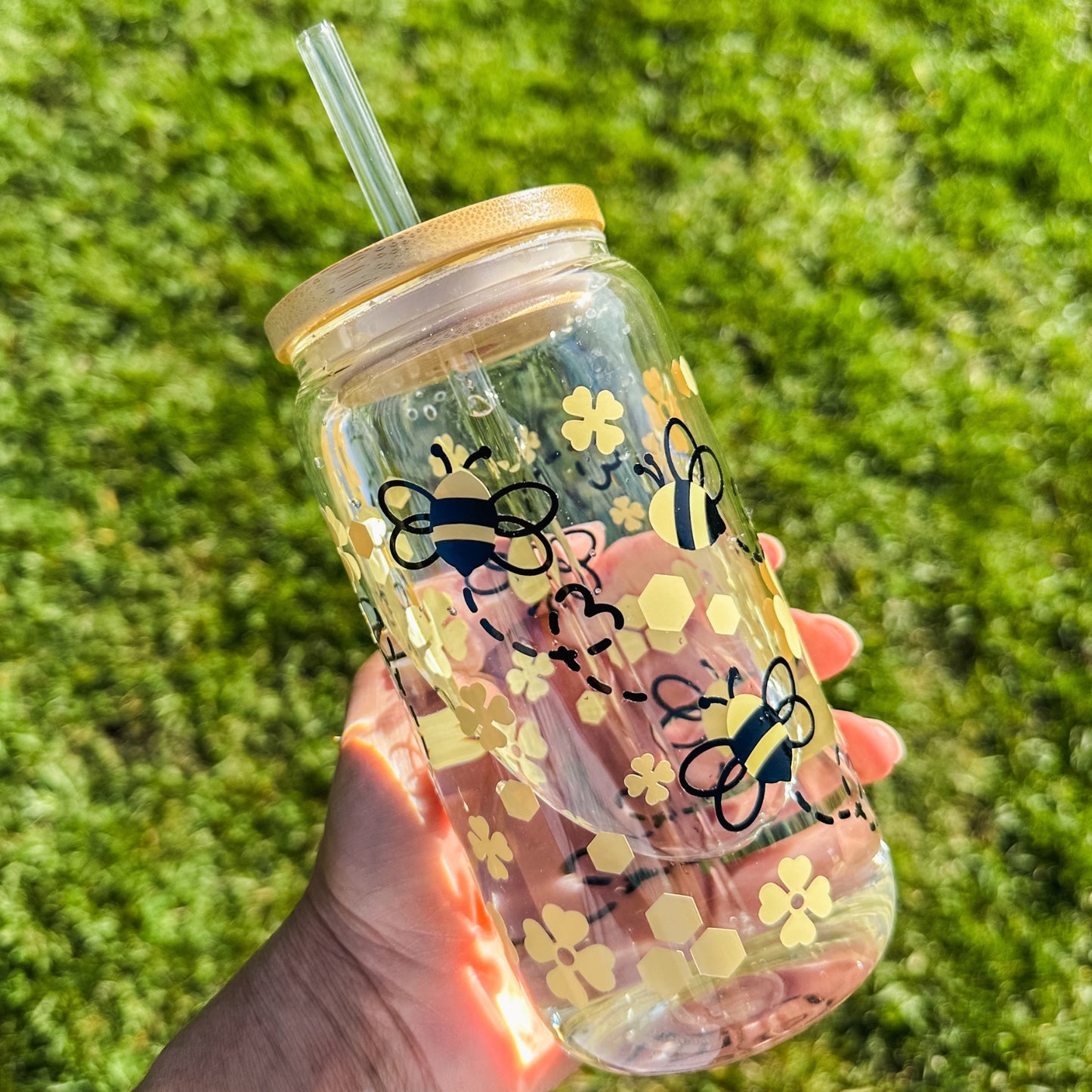 Wandering Bees Glass Cup