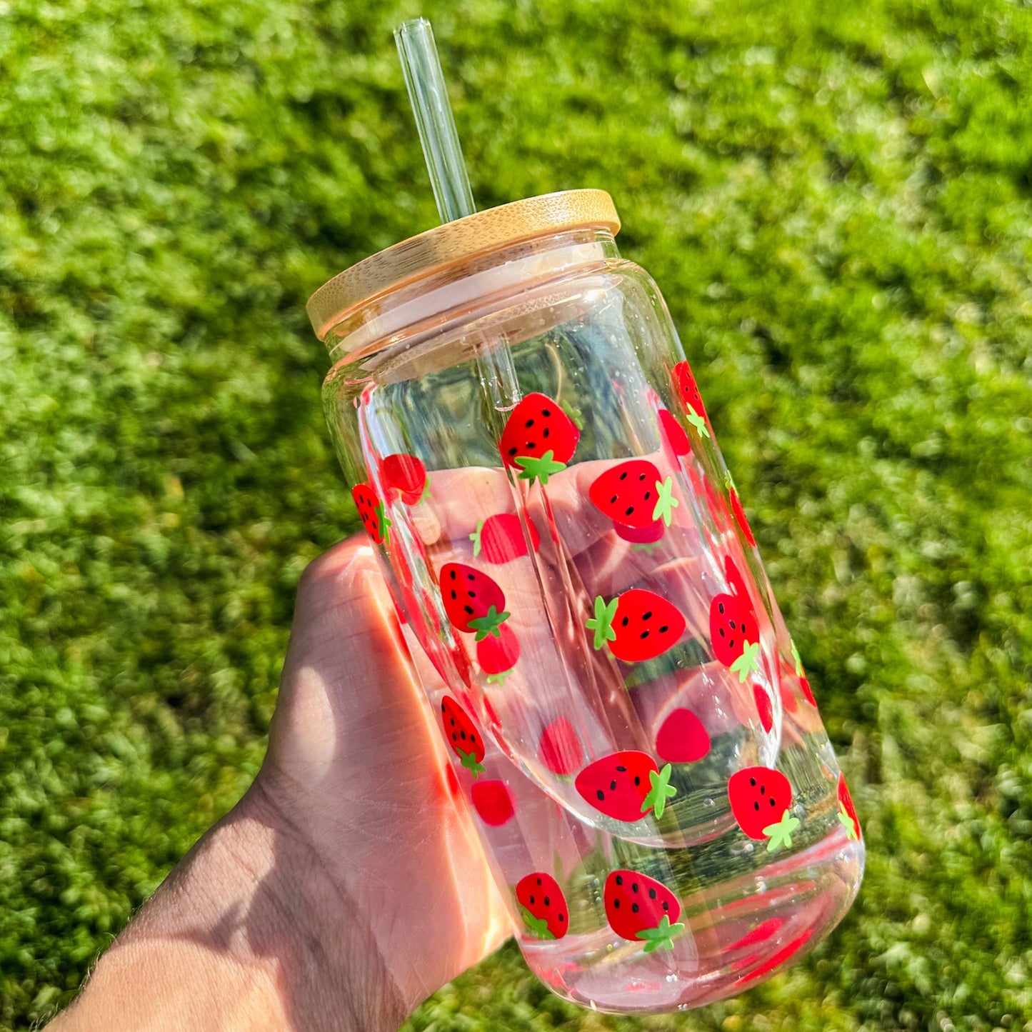Strawberries Glass Cup