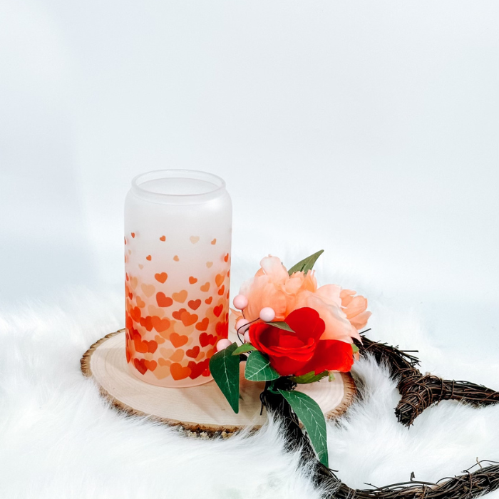 Valentine Hearts Glass Cup